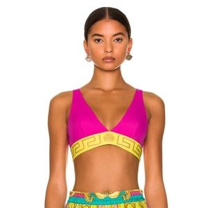 NWT Versace Greca Thick Strap Bikini Top Fuschia & Gallo Size 4